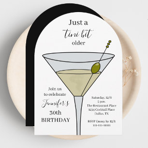 Invitation Juste un peu plus vieux Martini Anniversaire Blanc