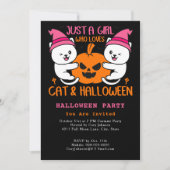 Invitation Juste une fille qui aime Chat & Halloween Meow Par (Devant)