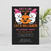 Invitation Juste une fille qui aime Chat & Halloween Meow Par (Debout devant)