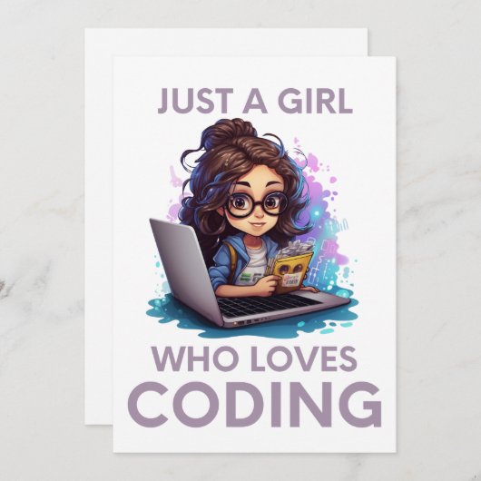 Invitation Juste Une Fille Qui Aime Coder Geek Coding Femmes (Devant / Derrière)