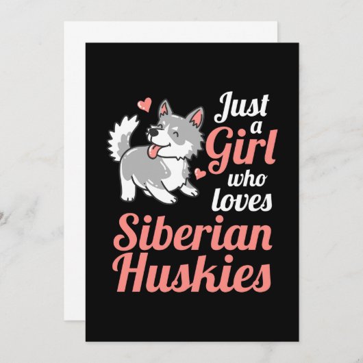 Invitation Juste une fille qui aime Husky sibérien (Devant / Derrière)