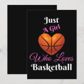 Invitation Juste Une Fille Qui Aime Le Basket-Ball (Devant / Derrière)