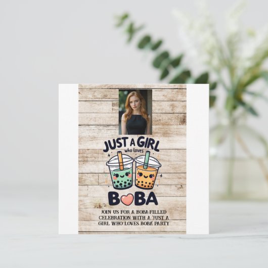 Invitation Juste une fille qui aime le boba (Debout devant)