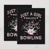 Invitation Juste Une Fille Qui Aime Le Bowling (Devant / Derrière)