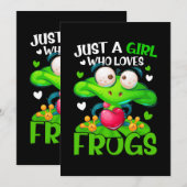 Invitation Juste Une Fille Qui Aime Les Grenouilles Enfants F (Devant / Derrière)