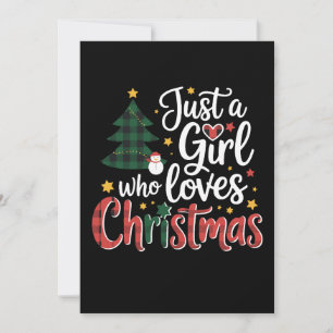 Invitation Juste Une Fille Qui Aime Noël Carreaux Arbre Bonho