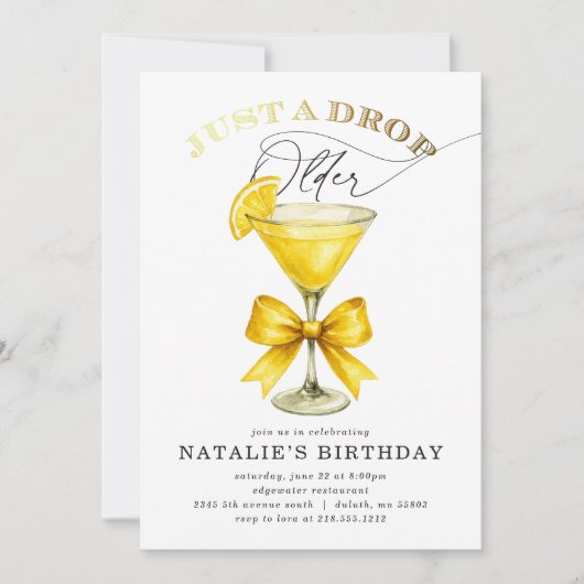 Invitation Juste une goutte de citron plus âgé Drop Anniversa (Devant)