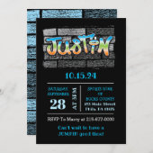 Invitation Justin Votre Nom graffiti Logo Peinture murale en (Devant / Derrière)