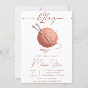 Invitation k2tog, Tricot, balle rose Fête des mariées de fils