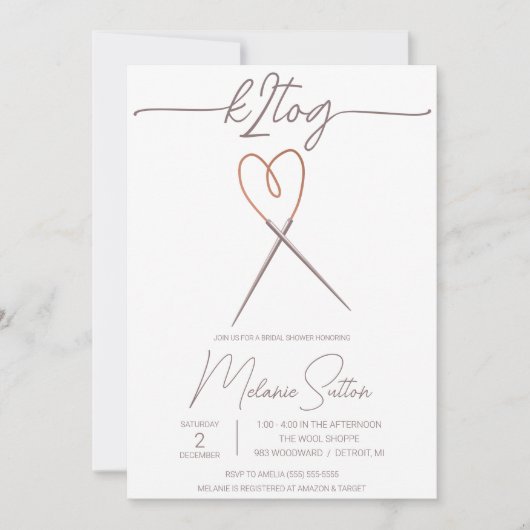 Invitation k2tog, Tricot, Fête des mariées des aiguilles de c (Devant)