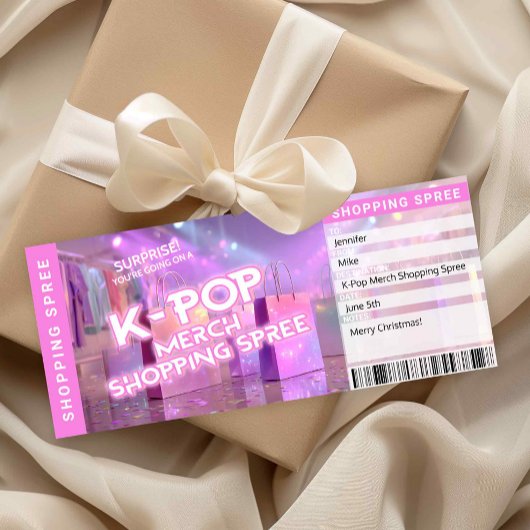 Invitation K-Pop Merch Shopping Spree Reveal Ticket Card