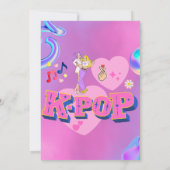 Invitation K-Pop Music Star Coréen Pop Thème Anniversaire (Dos)