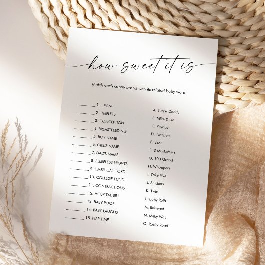 Invitation KAIA Comme C'Est Doux C'Est Candy Bar Baby Game Ca