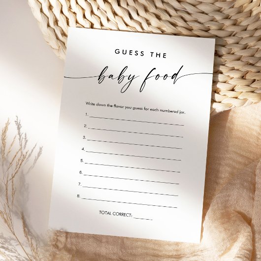 Invitation KAIA Guess the Baby Food Game Card