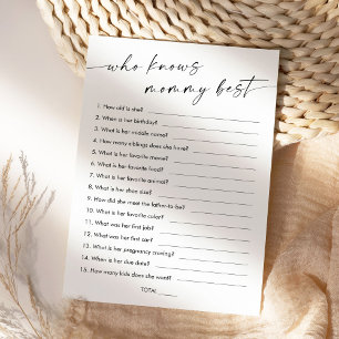 Invitation KAIA Qui Connaît Mommy Meilleur Baby shower Jeu