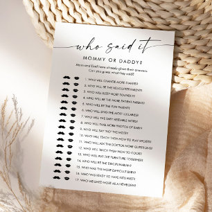 Invitation KAIA Qui L'A Dit Maman Papa Baby Game Card