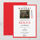 Invitation Kaiseki Chef privé japonais Red Anniversaire (Devant / Derrière)