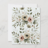 Invitation Kaki Vert Olive Aquarelle Floral RSVP (Dos)