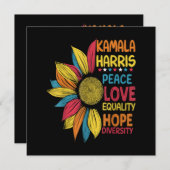 Invitation Kamala Harris Peace Love Equality Hope Diversity (Devant / Derrière)