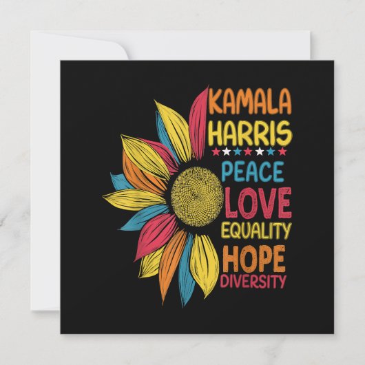 Invitation Kamala Harris Peace Love Equality Hope Diversity (Devant)
