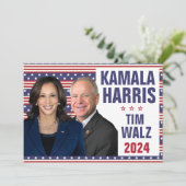 Invitation Kamala Harris Tim Walz 2024 Président Vice Photos (Debout devant)