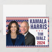 Invitation Kamala Harris Tim Walz 2024 Président Vice Photos (Devant / Derrière)