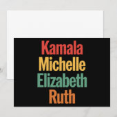 Invitation Kamala Michelle Elizabeth Ruth Politique féministe (Devant / Derrière)