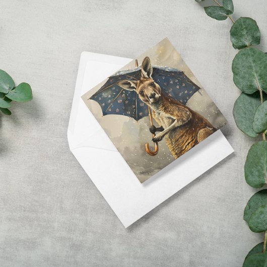 Invitation Kangaroo avec parapluie, personnalisable