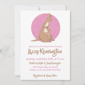 Invitation Kangaroo Baby Girl Douche Motif rose (Devant)