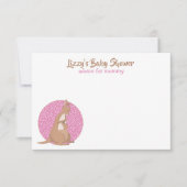 Invitation Kangaroo Baby Girl Douche rose (Devant)