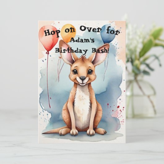 Invitation Kangaroo Birthday Bash (Debout devant)