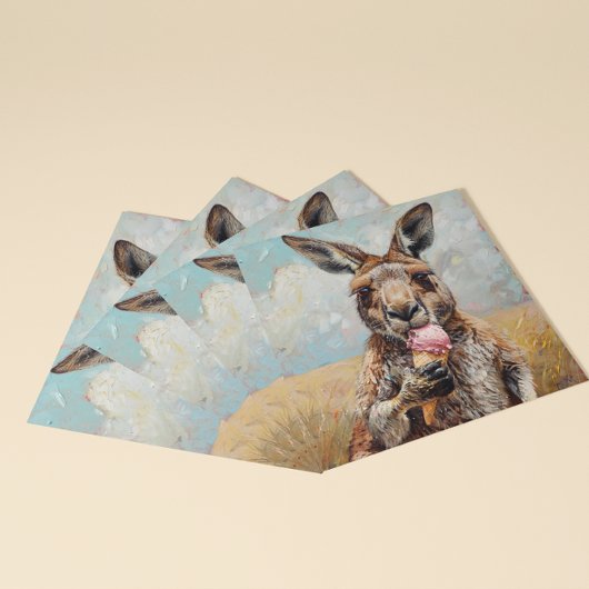 Invitation Kangaroo manger une glace