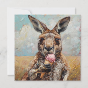 Invitation Kangourou fantaisiste mangeant une glace personnal