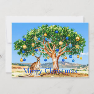 Invitation Kangourou sous un eucalyptus avec des boules de No
