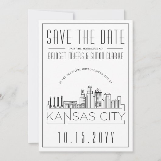 Invitation Kansas City Mariage Save the Date stylisé (Devant)
