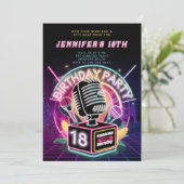 Invitation Karaoke 90s Neon Glow Millennial 18e anniversaire (Debout devant)
