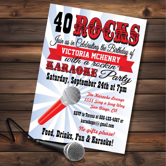 Invitation Karaoke Anniversaire de la fête de style Invitatio