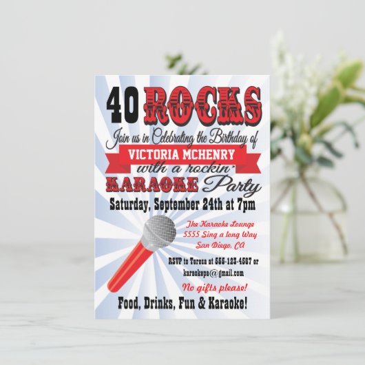 Invitation Karaoke Anniversaire de la fête de style Invitatio (Debout devant)