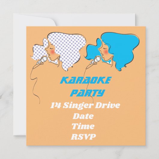 Invitation Karaoké chanter le thème rétro (Devant)