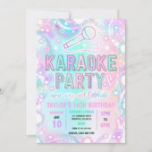 Invitation Karaoke Chanter Musique Tie Dye Neon Glow Annivers (Devant)