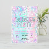 Invitation Karaoke Chanter Musique Tie Dye Neon Glow Annivers (Debout devant)
