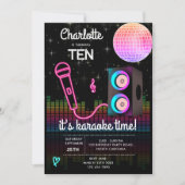 Invitation Karaoke Neon Glow Singing Disco Party Birthday (Devant)
