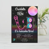 Invitation Karaoke Neon Glow Singing Disco Party Birthday (Debout devant)