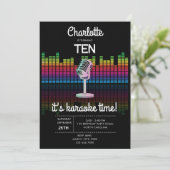Invitation Karaoke Neon Glow Singing Music Party Birthday (Debout devant)