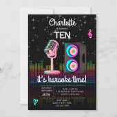 Invitation Karaoke Neon Glow Singing Music Party Birthday (Devant)