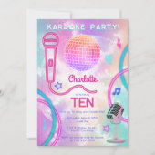 Invitation Karaoke Neon Glow Tie Dye Birthday Party (Devant)