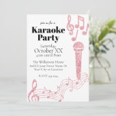 Invitation Karaoke Party Parties scintillant rose Notes music (Debout devant)