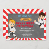 Invitation Karate boy girl joint party (Devant / Derrière)