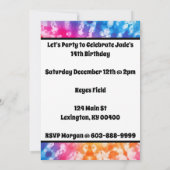 Invitation Karate Girl fête d'anniversaire Cravate-Dye Rainbo (Dos)