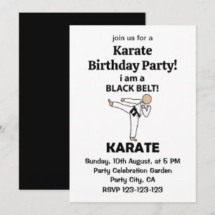 Invitation Karate je suis une ceinture noire Karate Fête d'an